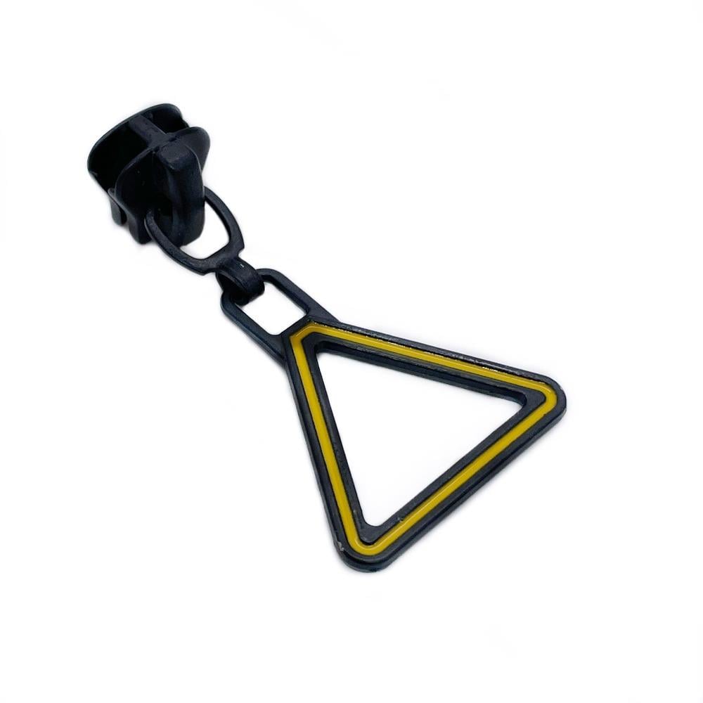 Бігунок для тракторної блискавки тип 5 Чорний "Жовтий трикутник"