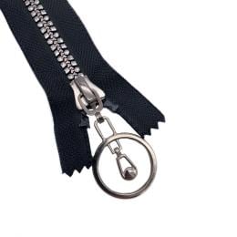 Блискавка тракторна тип 8 Блек-нікель "Призма" (Підвіс з діамантом)