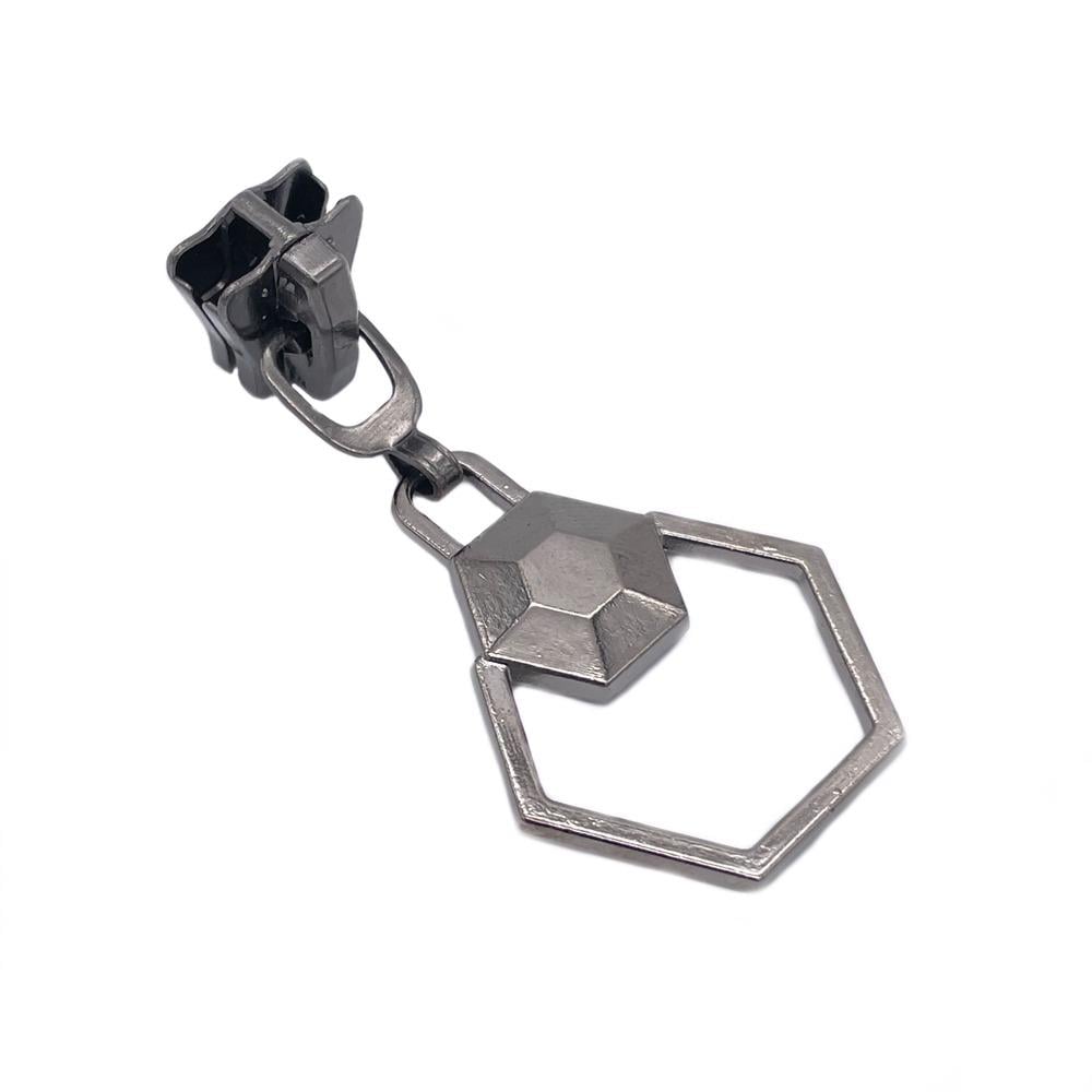 Бегунок для тракторной молнии тип 5 Никель "Шестигранник"