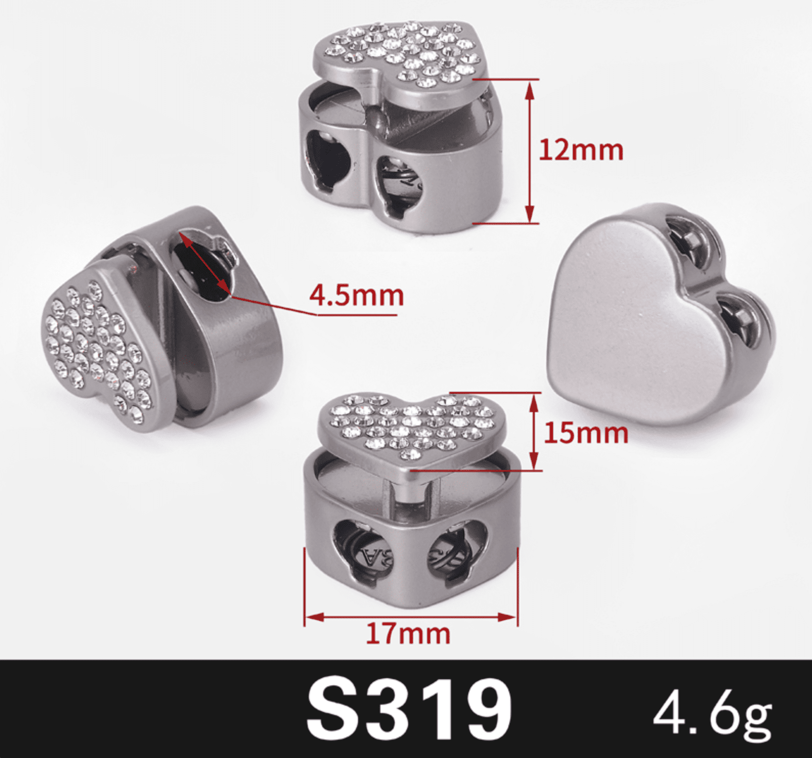 Фиксатор для шнура металлический Никель S319