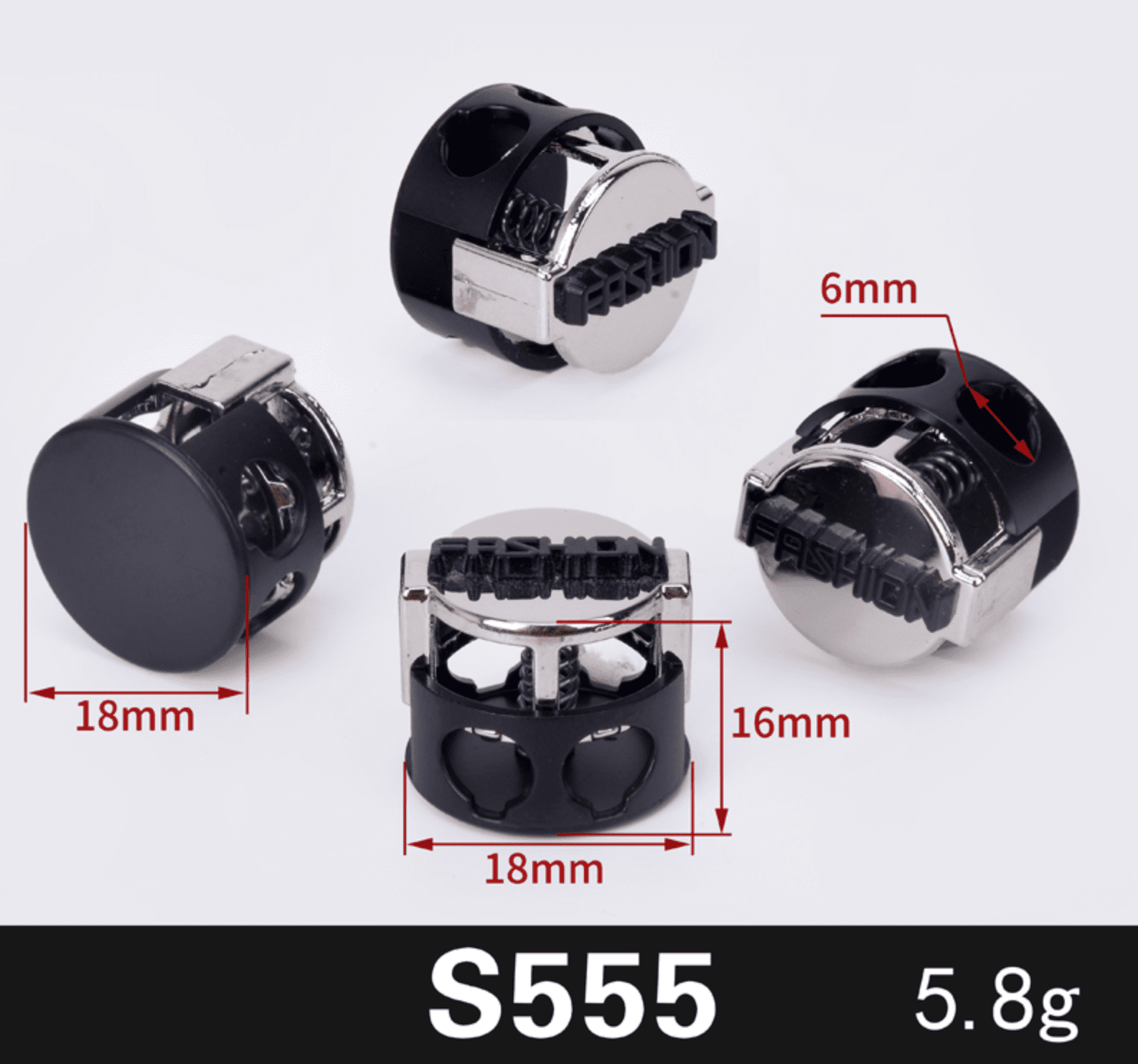 Фиксатор для шнура металлический Никель S555