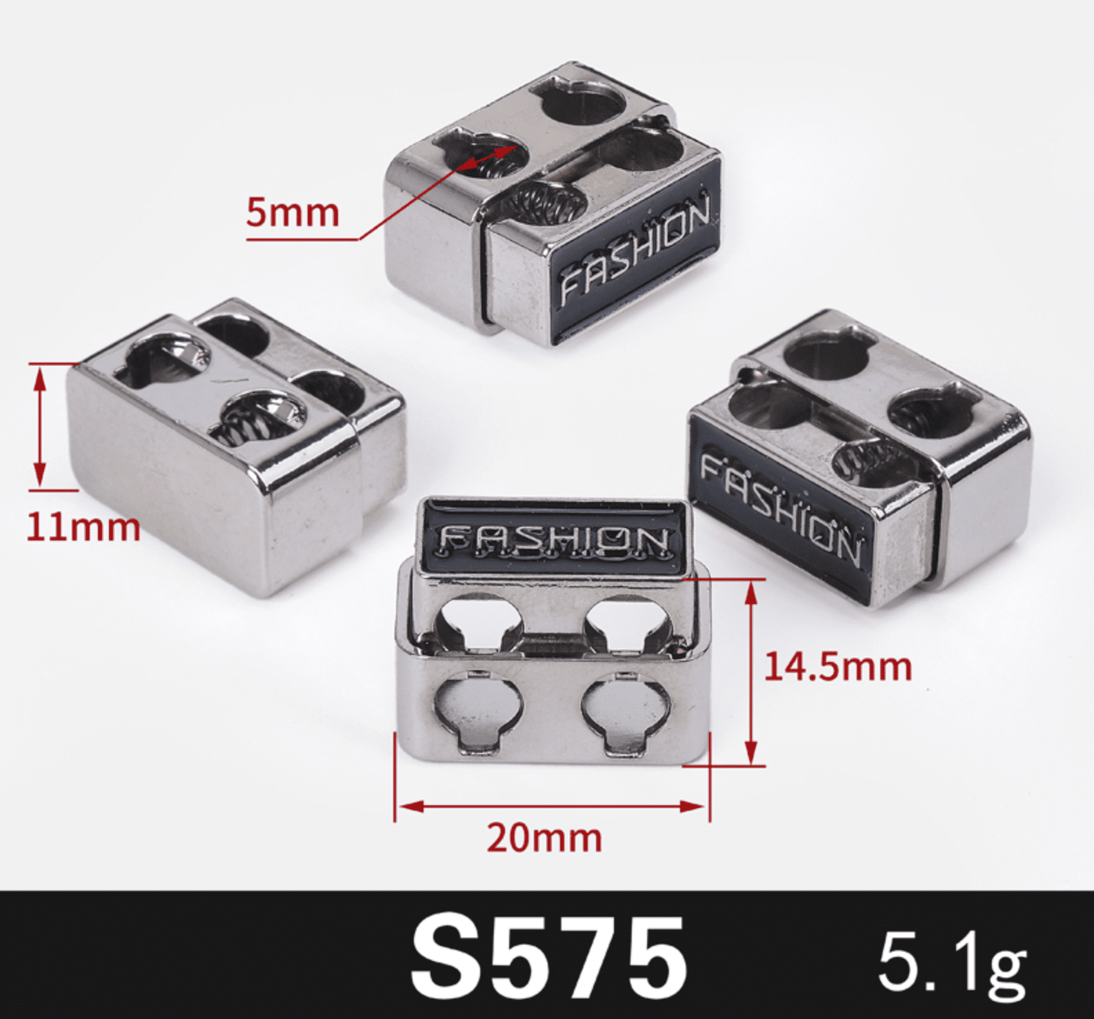 Фиксатор для шнура металлический Никель S575