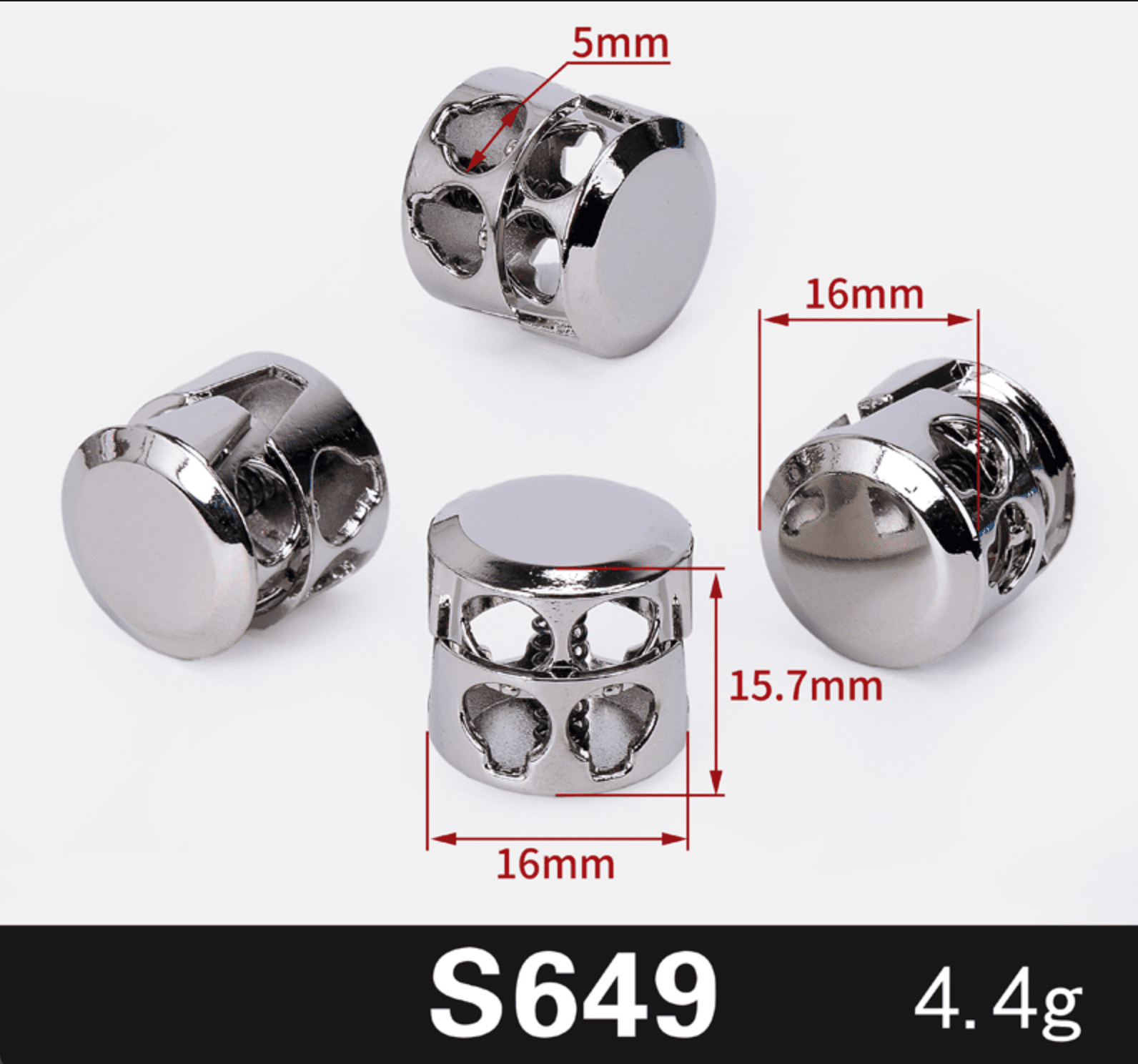 Фиксатор для шнура металлический Никель S649